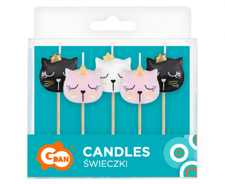 Świeczki pikery drewniane PB&C Kotek, 5 szt.