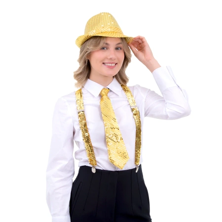 Krawat cekinowy, złoty