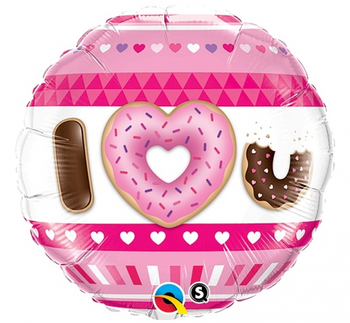 Balon foliowy 18" QL CIR "I Heart U Donuts"