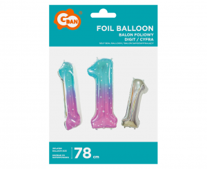 Balon foliowy Cyfra 1, Kosmos, 78 cm