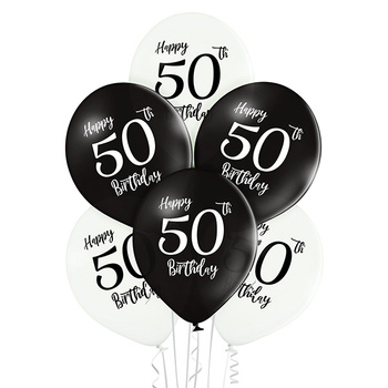Balony Belbal D11, 30 cm Birthday 50, 6 szt
