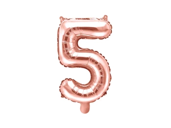 Balon foliowy Cyfra ''5'', 35cm, różowe złoto