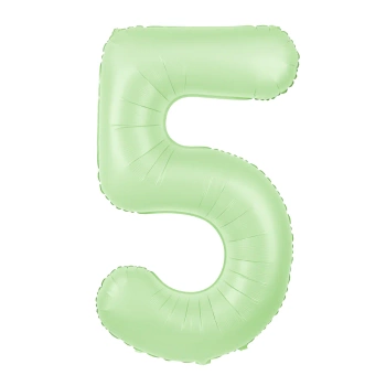 Balon foliowy cyfra 5 pistacjowy matowy 100cm