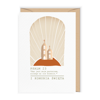 Kartka komunijna Kościół w promieniach