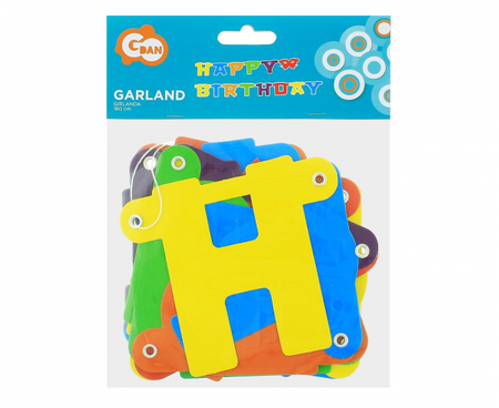 Girlanda papierowa Happy Birthday, kolorowa, 160 cm