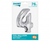 Balon foliowy Smart, Cyfra 4, srebrna, 76 cm