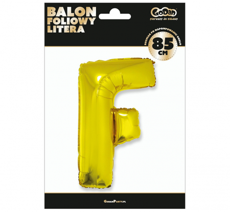 Balon foliowy "Litera F", złota, 89 cm