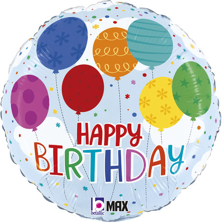 Balon Grabo Birthday Colorful Balloons 18"- 46 cm