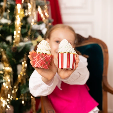 Papilotki do babeczek Boże Narodzenie Kratka 50szt.