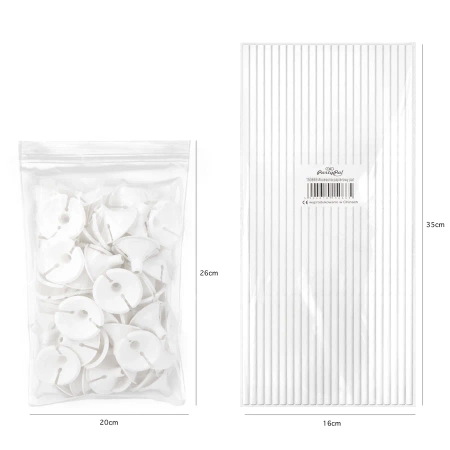 EKO Patyczki do balonów z zatyczką papierowe białe 100szt.