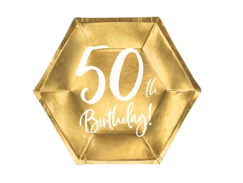 Talerzyki 50th Birthday, złoty, 20cm