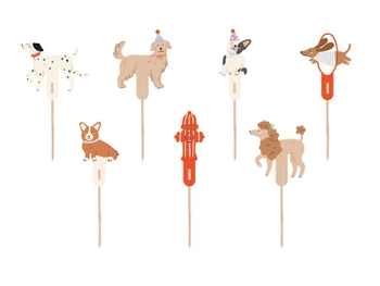 Dekoracje do muffinek Pieski, 7-9.5 cm, mix