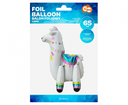 Balon foliowy Lama, 65 cm, biała, stojąca