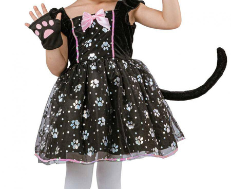 Zestaw Kotek Czarownica (kapelusz, sukienka z ogonem, rękawiczki), rozm. 92/104 cm