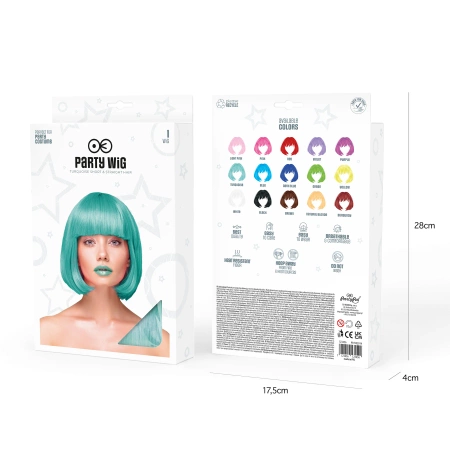 Peruka imprezowa włosy krótkie proste turkusowe
