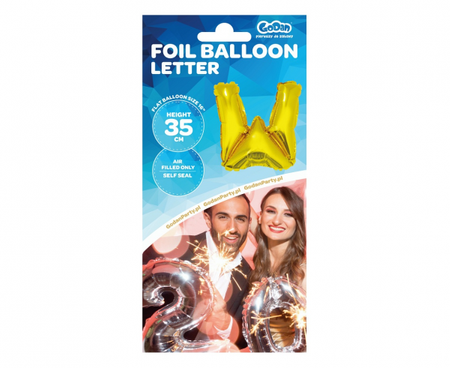 Balon foliowy "Litera W", złota, 35 cm