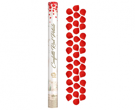 Konfetti pneumatyczne - Płatki róż, czerwone, tekstylne / 60 cm