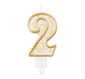 Świeczka B&C cyferka "2", złoty kontur