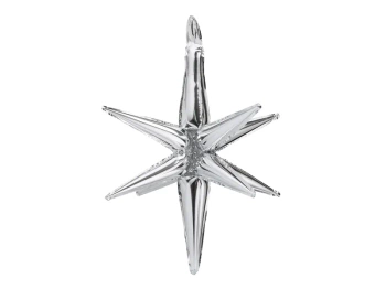 Balon foliowy Gwiazda 3D, 105cm, srebrny