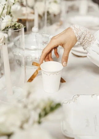 Kubeczki z ornamentem, biały, 220 ml