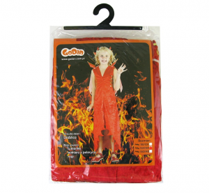 Strój "Diablica" (sukienka, kołnierz z peleryną, rogi), roz.120/130