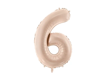 Balon foliowy Cyfra ''6'', 72cm, c. beż