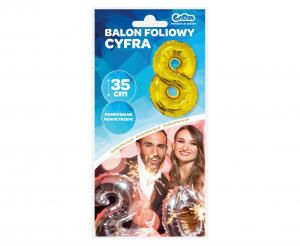 Balon foliowy "Cyfra 8", złota, 35 cm