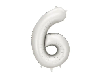 Balon foliowy Cyfra '6', 86cm, srebrny