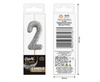 Świeczka piker B&C cyferka 2, czarna, NOWY BIO BROKAT, 11x3.5 cm