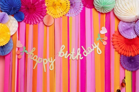 Baner papierowy Happy Birthday, mix, 100x18 cm