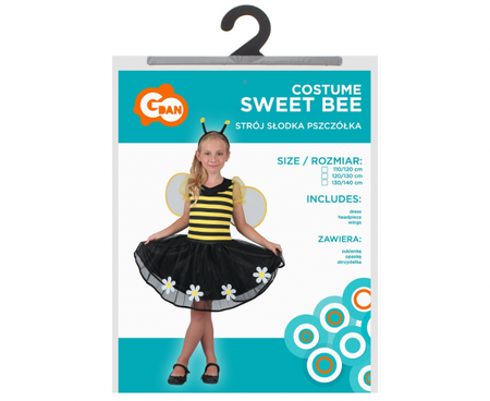 Zestaw Słodka Pszczółka (sukienka, opaska, skrzydełka), rozm. 110/120 cm