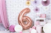 Balon foliowy Cyfra ''6', 86cm, różowe złoto