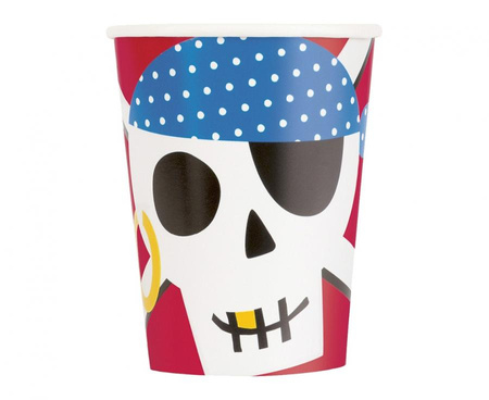 Kubeczki papierowe Ahoy Pirate, 266 ml, 8 szt. (sup label)