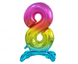 Balon foliowy B&C Cyfra stojąca 8, tęczowa, 74 cm