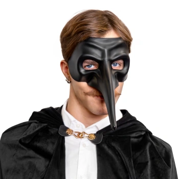 Maska karnawałowa z długim nosem, czarna