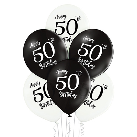 Balony Belbal D11, 30 cm Birthday 50, 6 szt 
