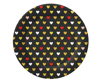 Talerzyki papierowe Kolekcja XOXO (czarne), 18 cm/ 6 szt.