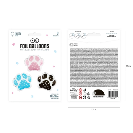 Balon foliowy Łapy, 3 szt.