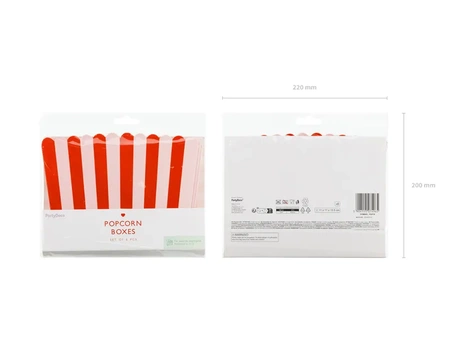 Pudełka na popcorn, 11x11x15.5cm, mix