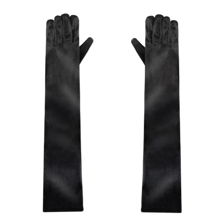 Rękawiczki satynowe długie czarne 55cm