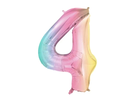 Balon foliowy Cyfra ''4'', 86cm, pastelowy tęczowy