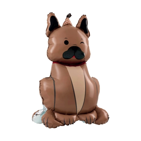 Balon foliowy stojący, Pies Buldog z czapeczką, 60x98 cm