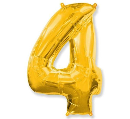 Balon foliowy FX - "Number 4" złoty, 85 cm