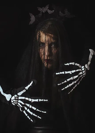 Rękawiczki świecące w ciemności, czarne, rozmiar S/M