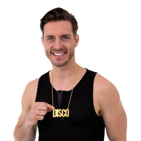 Naszyjnik łańcuszek złoty z napisem DISCO