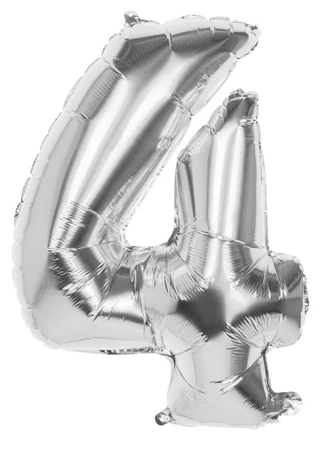 Balon foliowy BO 86 cm, cyfra 4, srebrny