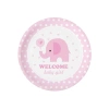 Papierowy talerzyki Baby Shower Słonik różowy 6 szt., 18 cm