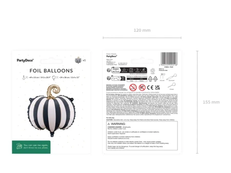 Balon foliowy Dynia w paski, 39x38 cm