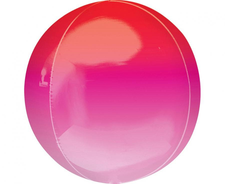 Balon foliowy ORBZ - kula czerwono-różowa, zapakowany