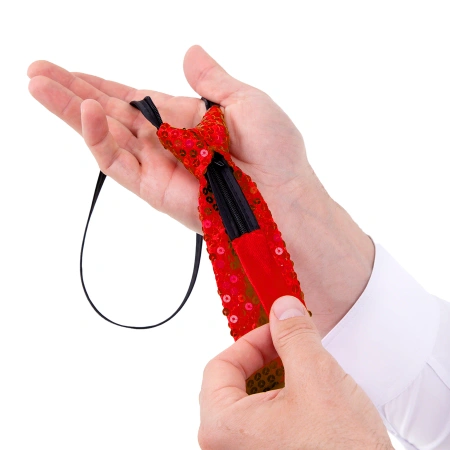 Krawat cekinowy, czerwony